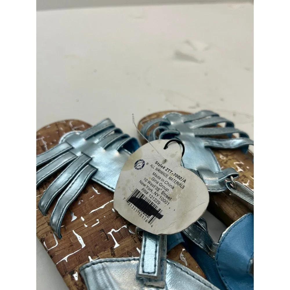 Ztties Metallic Strappy Gladiator Sandals Toddler Size XL 11/12 Light Blue